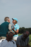 Rona congratulates Terry Hunt for final day first finish (Dave McCormick and Peter Breakell refuse to watch)